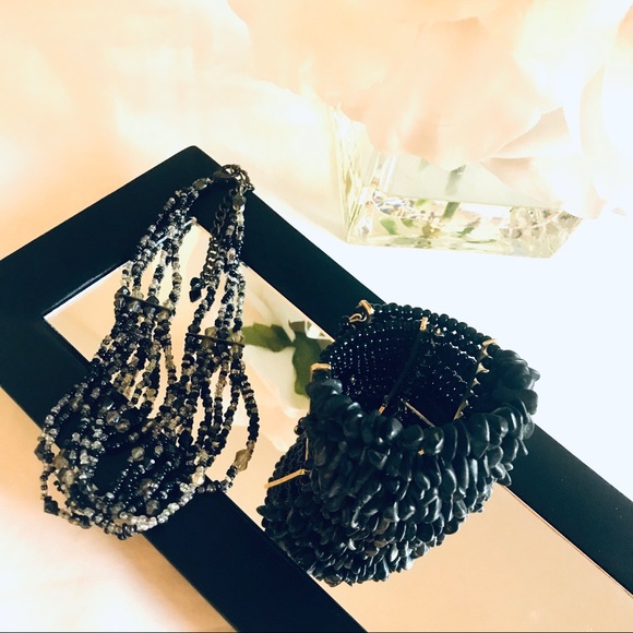 BoHo Handmade Beaded Chunky Bracelet - Black - Picture 7 of 8